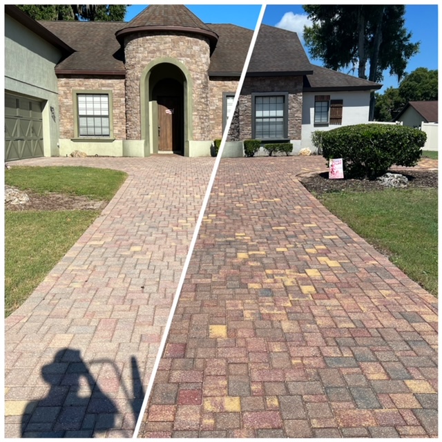 Paver Driveway Penetrating Water Based Sealant to enhance and protect.